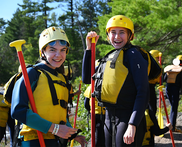 school girls with School Group Rafting on the Ottawa River